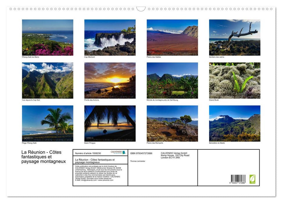 La Rèunion - Côtes fantastiques et paysage montagneux (CALVENDO Calendrier mensuel 2026)