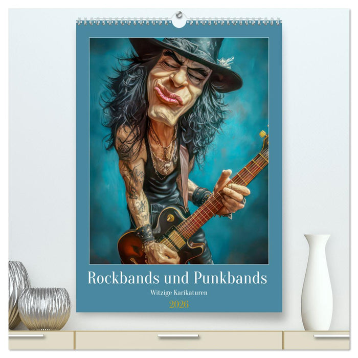 Rockbands und Punkbands - Witzige Karikaturen (CALVENDO Premium Wandkalender 2026)