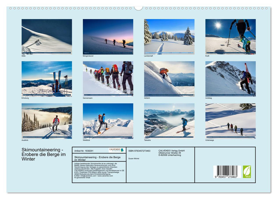 Skimountaineering - Erobere die Berge im Winter (CALVENDO Premium Wandkalender 2026)