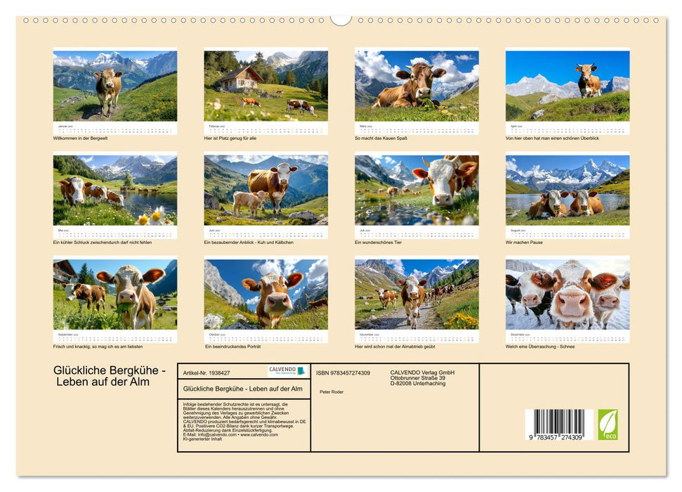 Glückliche Bergkühe - Leben auf der Alm (CALVENDO Premium Wandkalender 2026)