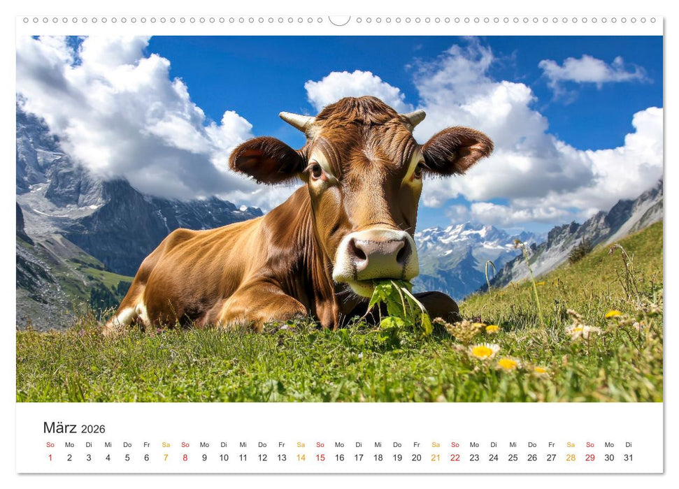 Glückliche Bergkühe - Leben auf der Alm (CALVENDO Premium Wandkalender 2026)