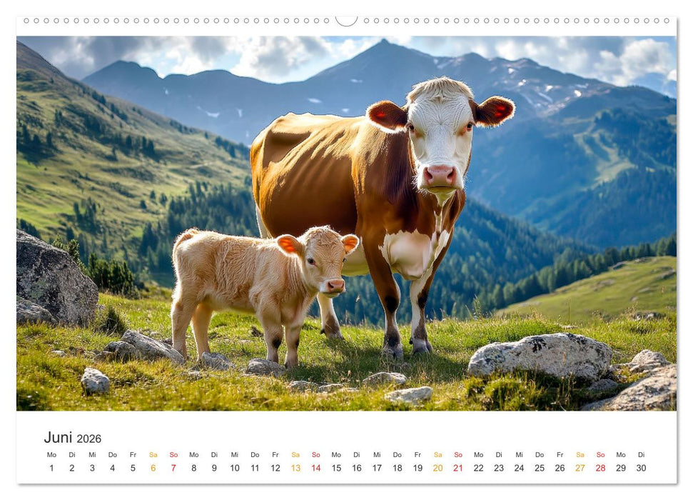 Glückliche Bergkühe - Leben auf der Alm (CALVENDO Premium Wandkalender 2026)