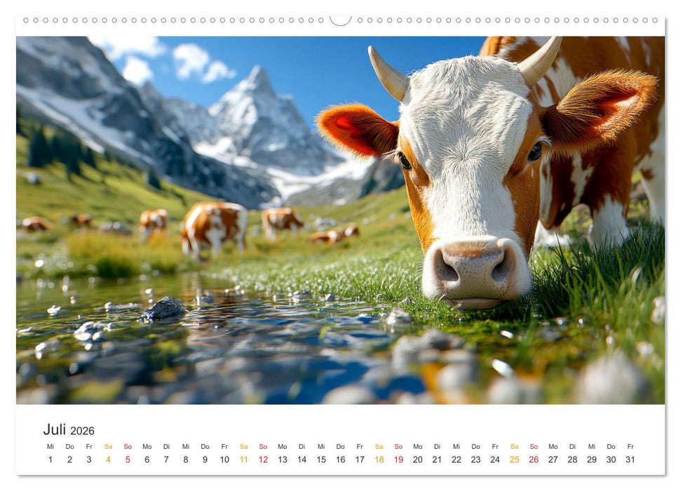 Glückliche Bergkühe - Leben auf der Alm (CALVENDO Premium Wandkalender 2026)