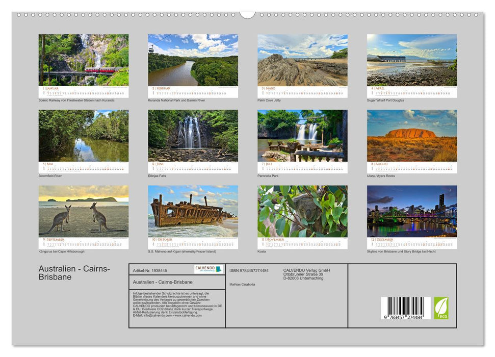 Australien - Cairns-Brisbane (CALVENDO Premium Wandkalender 2026)