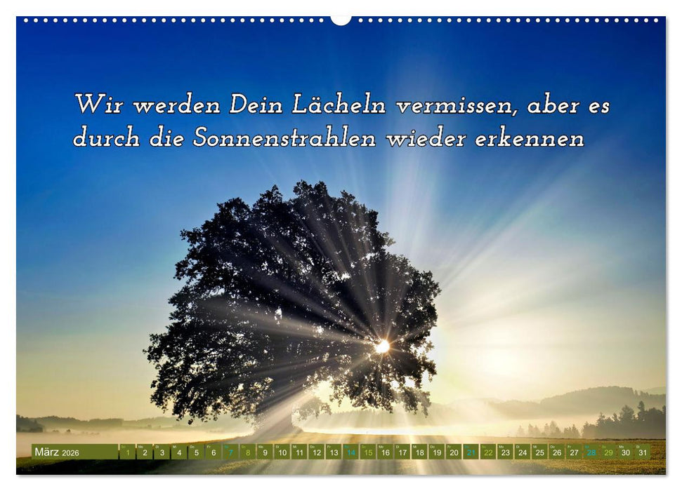 Innehalten in der Trauer - begleitet mit Gedanken (CALVENDO Wandkalender 2026)