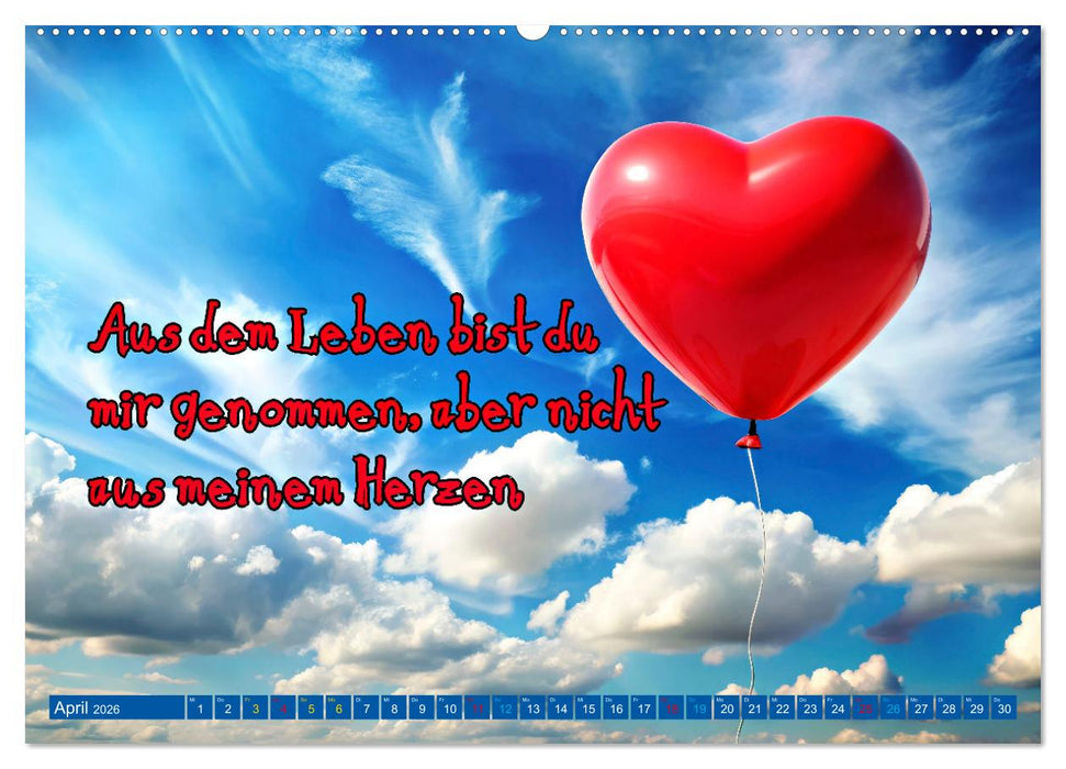 Innehalten in der Trauer - begleitet mit Gedanken (CALVENDO Wandkalender 2026)