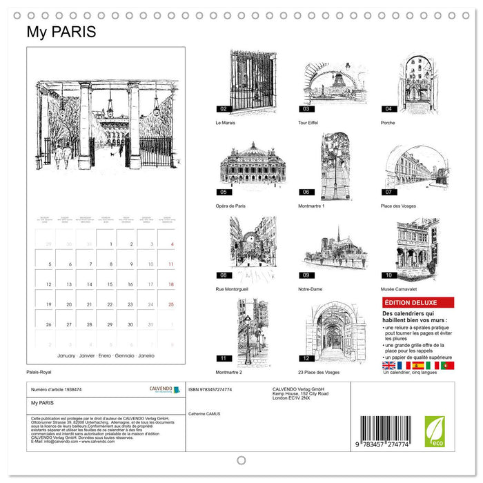 My PARIS (CALVENDO Calendrier mensuel 2026)