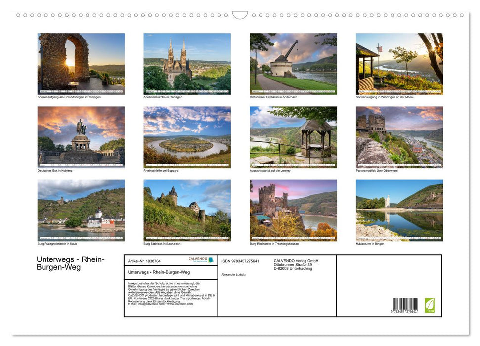 Unterwegs - Rhein-Burgen-Weg (CALVENDO Wandkalender 2026)