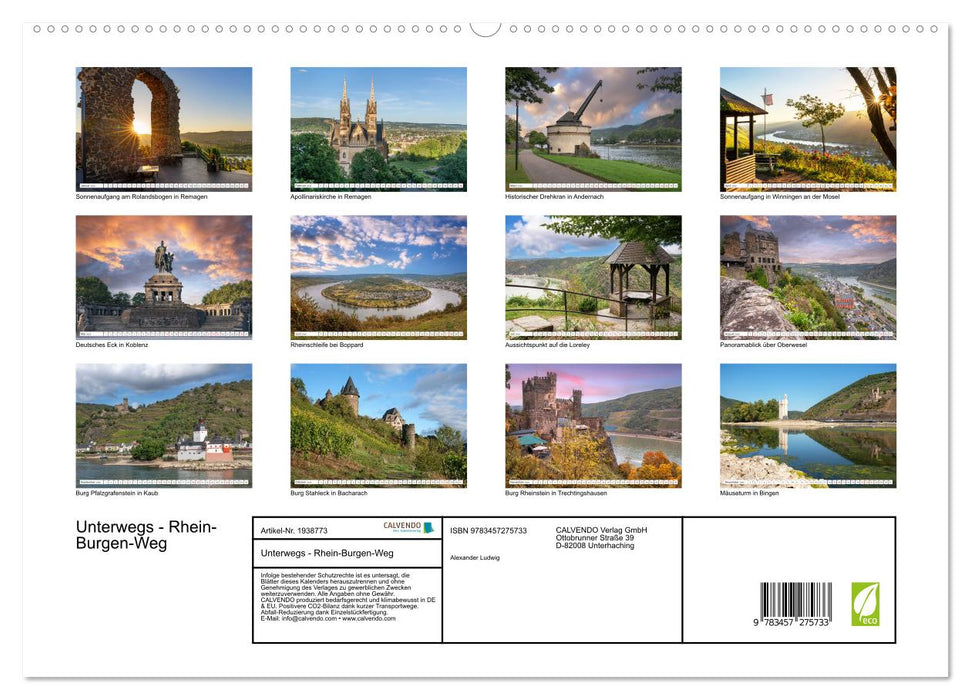 Unterwegs - Rhein-Burgen-Weg (CALVENDO Premium Wandkalender 2026)