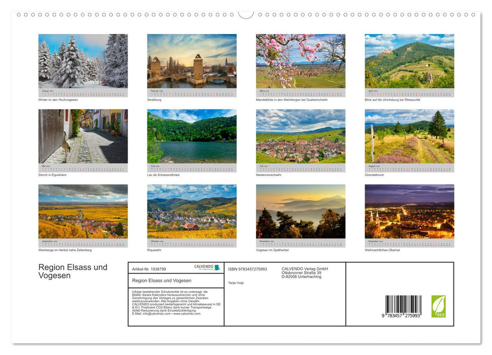 Region Elsass und Vogesen (CALVENDO Premium Wandkalender 2026)