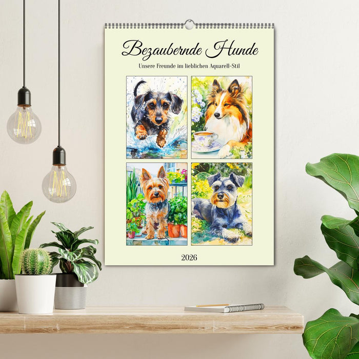 Bezaubernde Hunde. Unsere Freunde im lieblichen Aquarell-Stil (CALVENDO Wandkalender 2026)