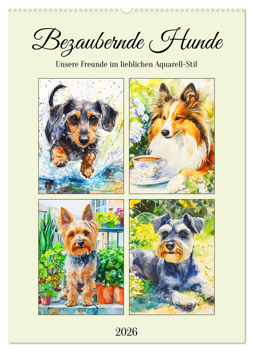 Bezaubernde Hunde. Unsere Freunde im lieblichen Aquarell-Stil (CALVENDO Wandkalender 2026)