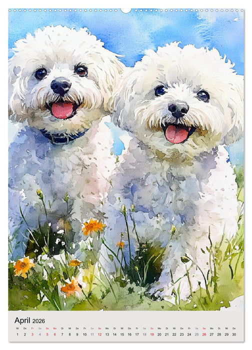 Bezaubernde Hunde. Unsere Freunde im lieblichen Aquarell-Stil (CALVENDO Wandkalender 2026)