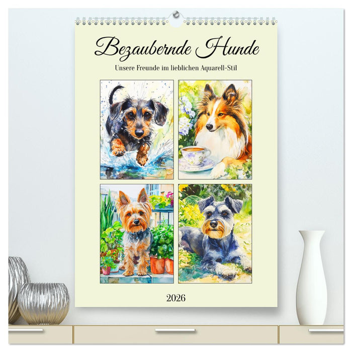 Bezaubernde Hunde. Unsere Freunde im lieblichen Aquarell-Stil (CALVENDO Premium Wandkalender 2026)