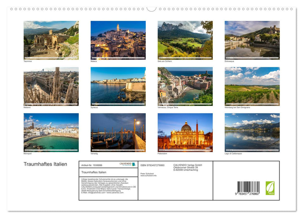 Traumhaftes Italien (CALVENDO Premium Wandkalender 2026)