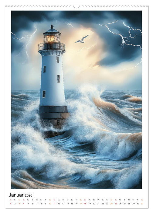 Maritime Wächter - Leuchttürme (CALVENDO Premium Wandkalender 2026)