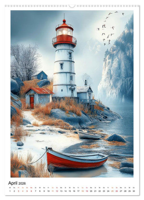 Maritime Wächter - Leuchttürme (CALVENDO Premium Wandkalender 2026)