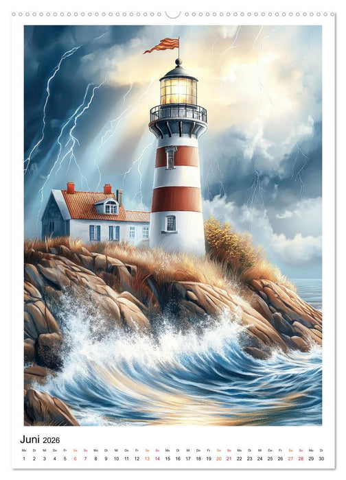 Maritime Wächter - Leuchttürme (CALVENDO Premium Wandkalender 2026)