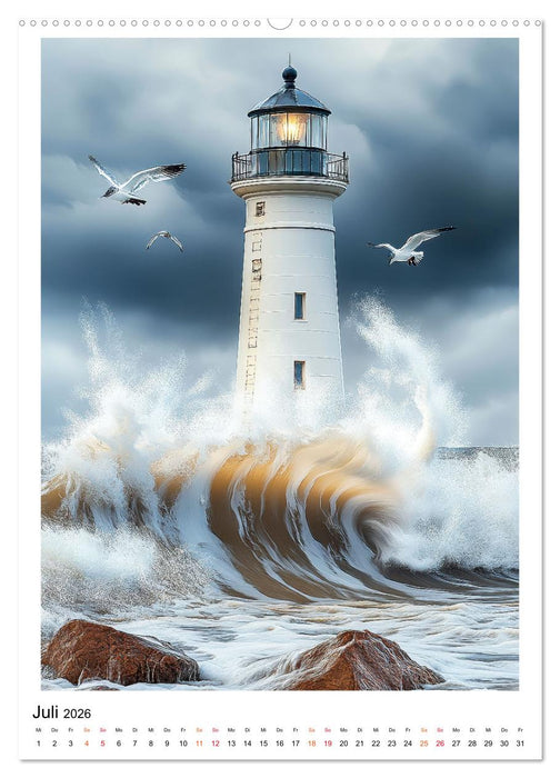 Maritime Wächter - Leuchttürme (CALVENDO Premium Wandkalender 2026)