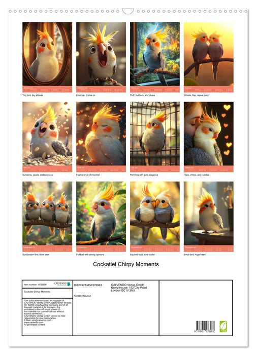 Cockatiel Chirpy Moments (CALVENDO Monthly Calendar 2026)