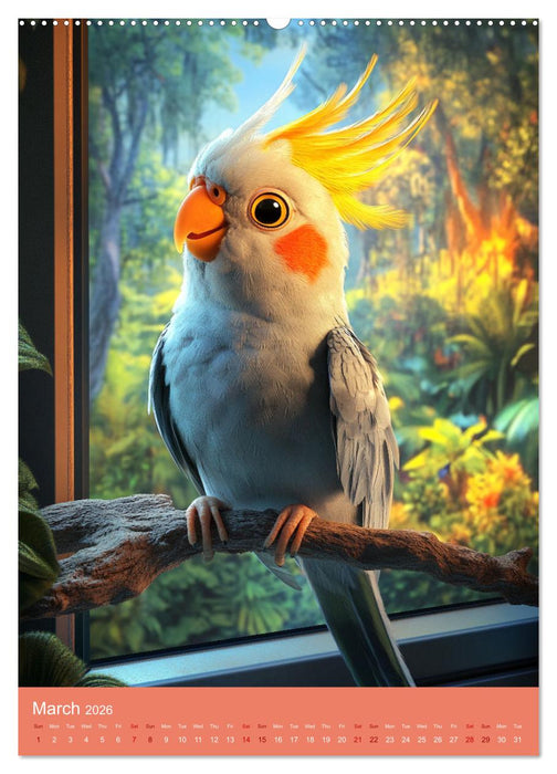 Cockatiel Chirpy Moments (CALVENDO Monthly Calendar 2026)