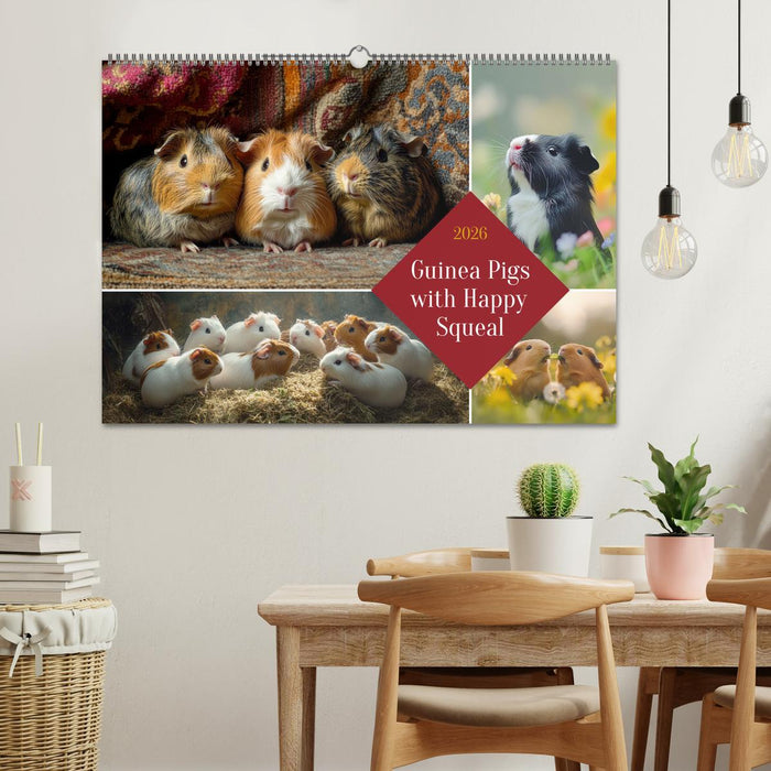 Guinea Pigs with Happy Squeal (CALVENDO Monthly Calendar 2026)