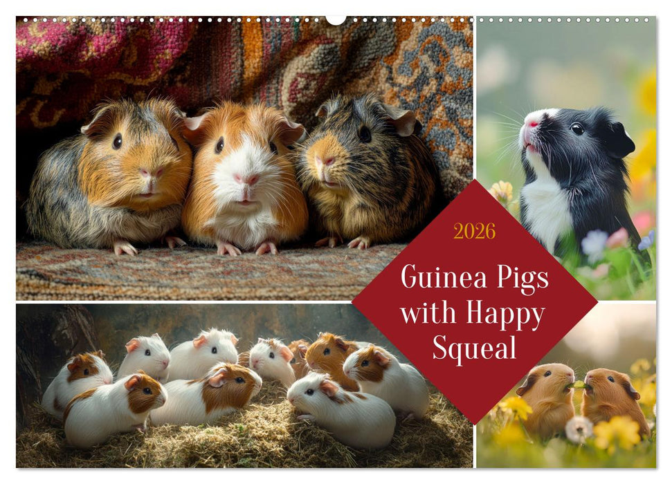Guinea Pigs with Happy Squeal (CALVENDO Monthly Calendar 2026)