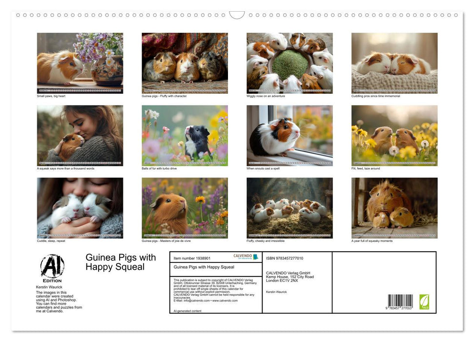 Guinea Pigs with Happy Squeal (CALVENDO Monthly Calendar 2026)