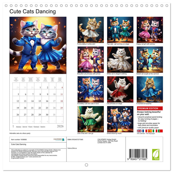 Cute Cats Dancing (CALVENDO Monthly Calendar 2026)