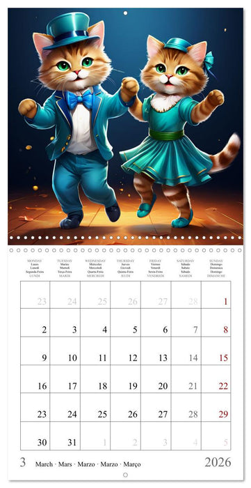 Cute Cats Dancing (CALVENDO Monthly Calendar 2026)