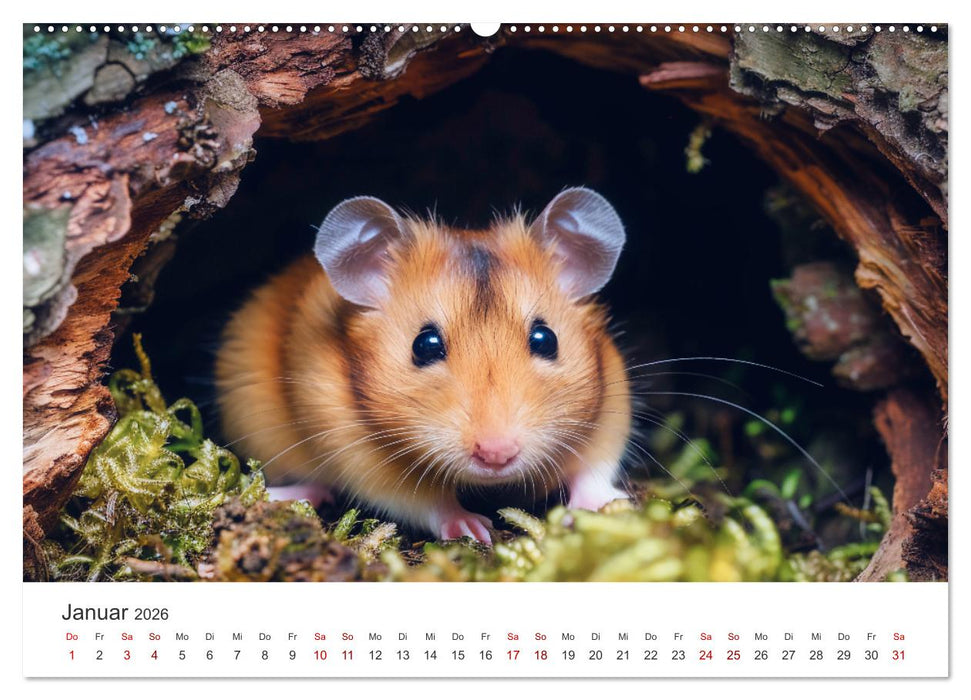 Wild und flauschig - Hamster - Abenteuer in freier Natur (CALVENDO Wandkalender 2026)