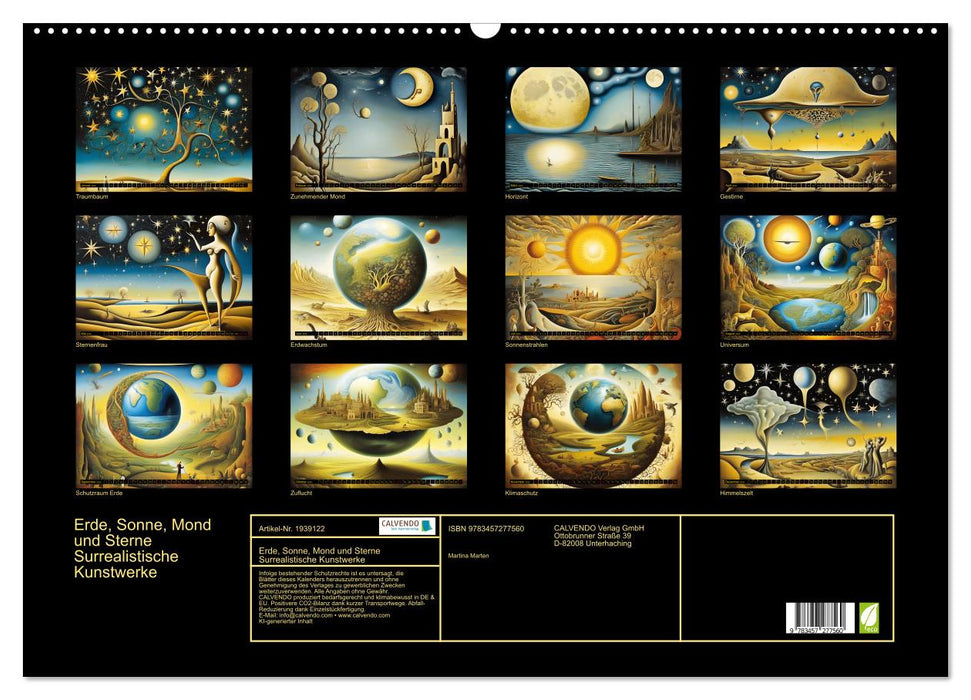 Erde, Sonne, Mond und Sterne Surrealistische Kunstwerke (CALVENDO Wandkalender 2026)