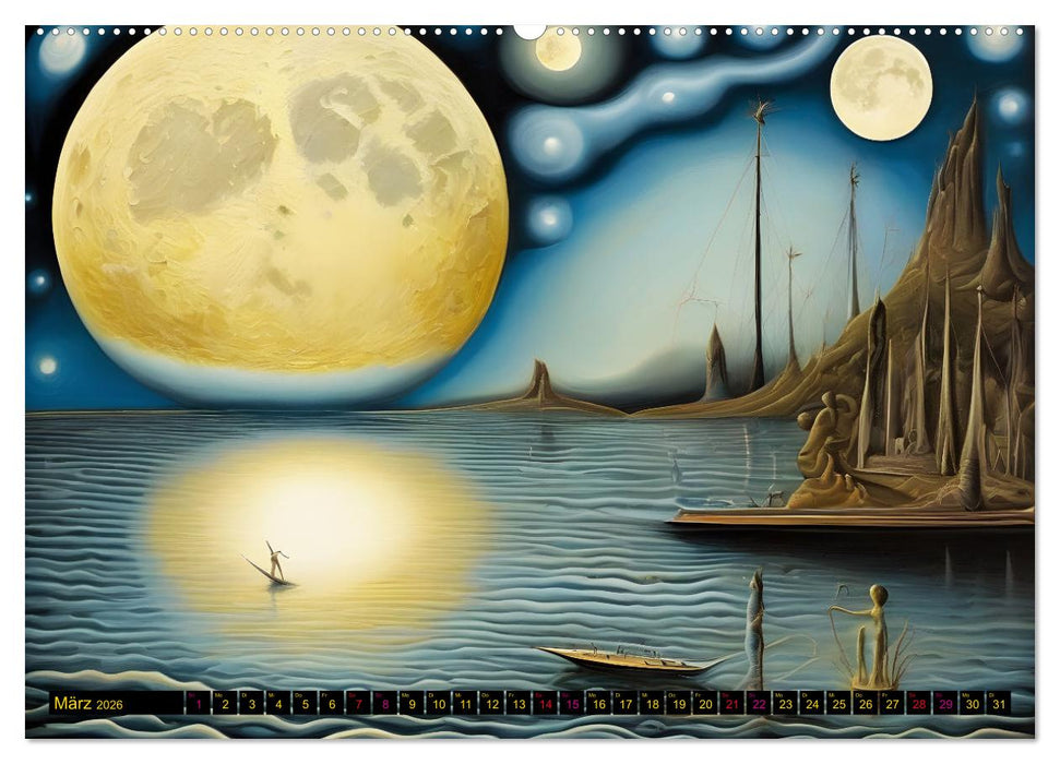 Erde, Sonne, Mond und Sterne Surrealistische Kunstwerke (CALVENDO Wandkalender 2026)