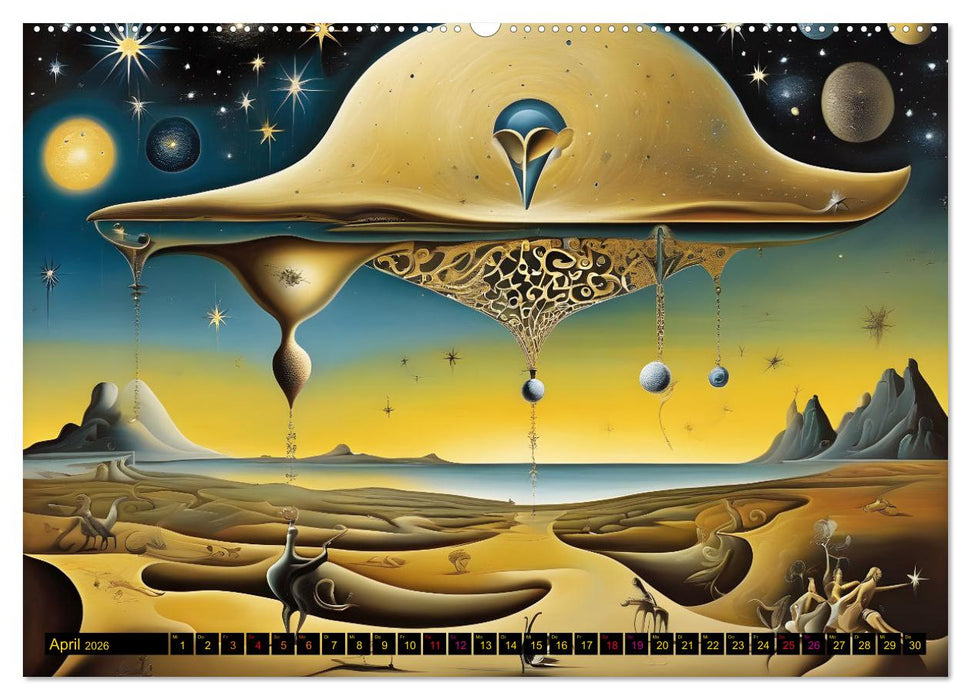 Erde, Sonne, Mond und Sterne Surrealistische Kunstwerke (CALVENDO Wandkalender 2026)