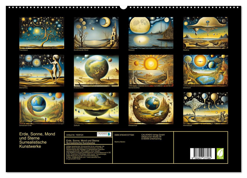 Erde, Sonne, Mond und Sterne Surrealistische Kunstwerke (CALVENDO Premium Wandkalender 2026)