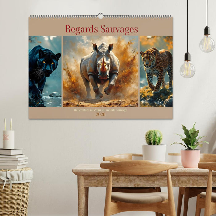 Regards Sauvages – Rencontres au cœur du monde sauvage (CALVENDO Calendrier mensuel 2026)