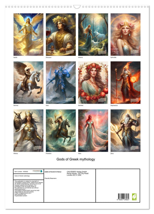 Gods of Greek mythology (CALVENDO Monthly Calendar 2026)