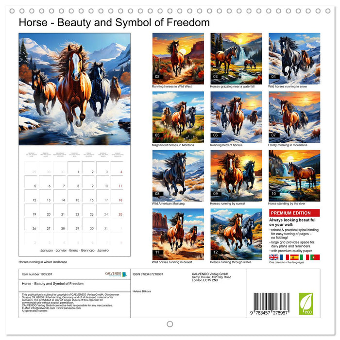 Horse - Beauty and Symbol of Freedom (CALVENDO Monthly Calendar 2026)