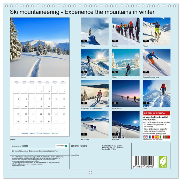 Ski mountaineering - Experience the mountains in winter (CALVENDO Monthly Calendar 2026)