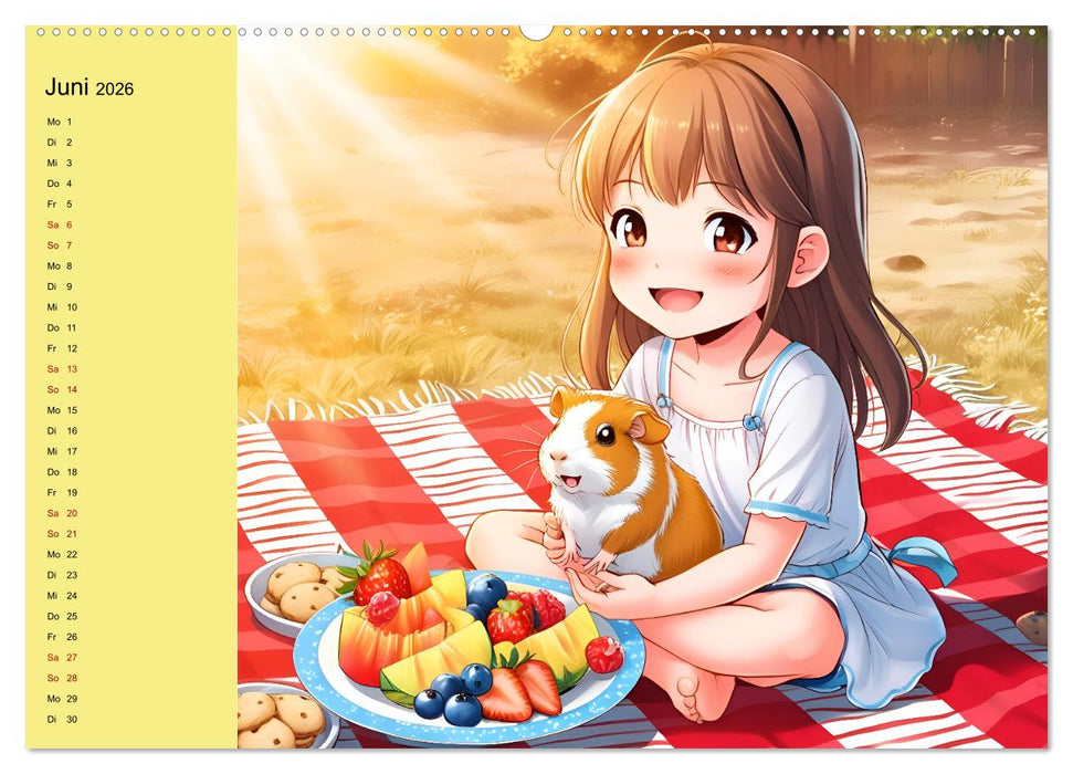 Mädchen und ihre tierischen Freunde - Tierisch süße Mangas für Mädchen (CALVENDO Wandkalender 2026)
