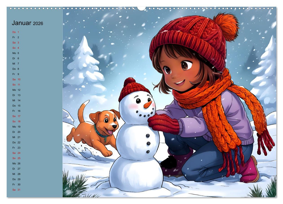 Mädchen und ihre tierischen Freunde - Tierisch süße Mangas für Mädchen (CALVENDO Premium Wandkalender 2026)