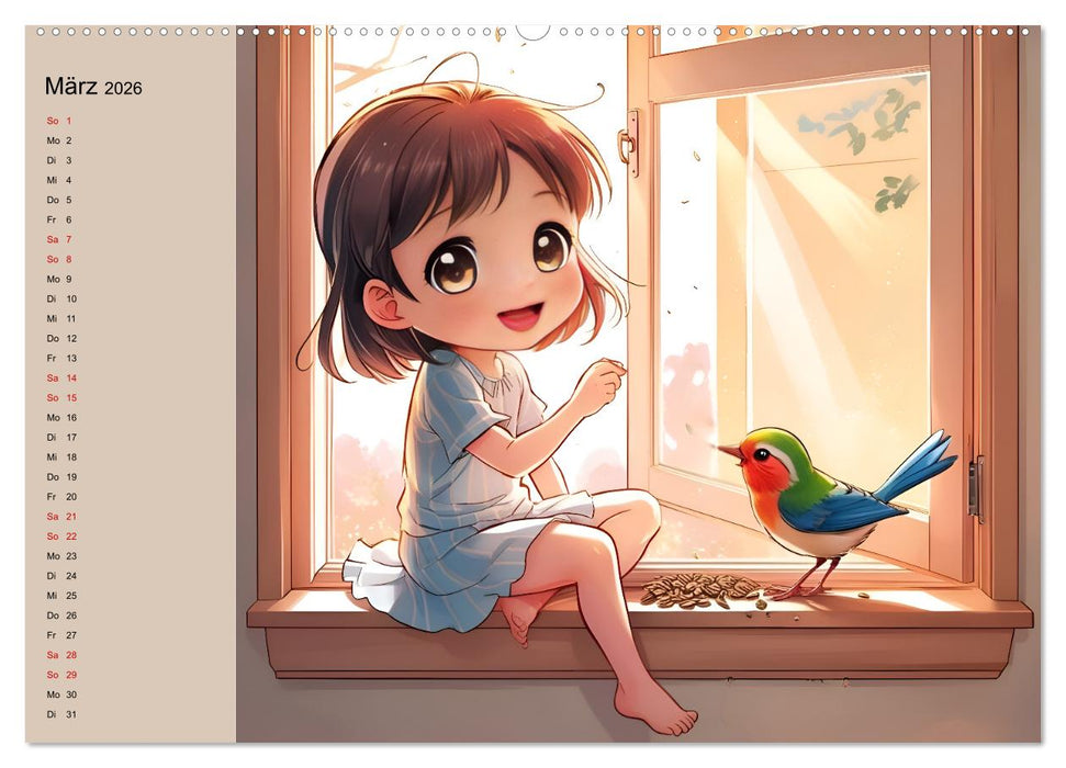 Mädchen und ihre tierischen Freunde - Tierisch süße Mangas für Mädchen (CALVENDO Premium Wandkalender 2026)