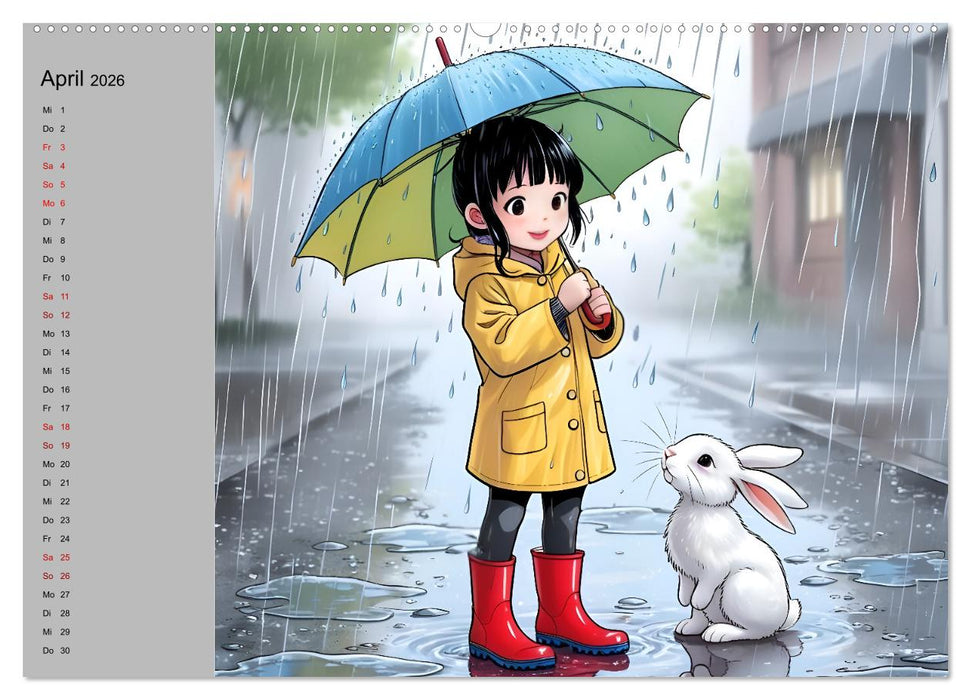 Mädchen und ihre tierischen Freunde - Tierisch süße Mangas für Mädchen (CALVENDO Premium Wandkalender 2026)