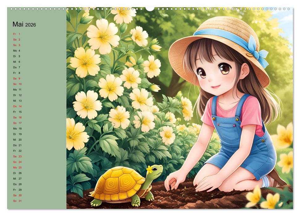 Mädchen und ihre tierischen Freunde - Tierisch süße Mangas für Mädchen (CALVENDO Premium Wandkalender 2026)