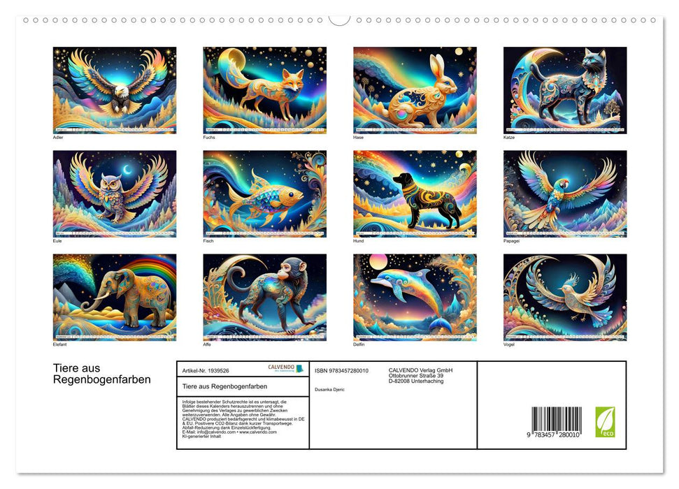 Tiere aus Regenbogenfarben (CALVENDO Premium Wandkalender 2026)
