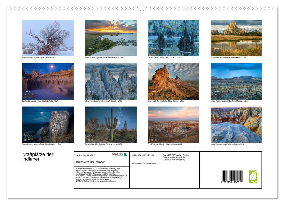 Kraftplätze der Indianer (CALVENDO Premium Wandkalender 2026)