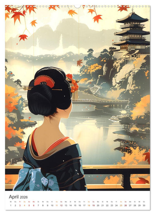Geisha - Old School Poster Style (CALVENDO Wandkalender 2026)