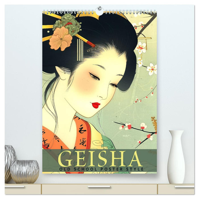 Geisha - Old School Poster Style (CALVENDO Premium Wandkalender 2026)