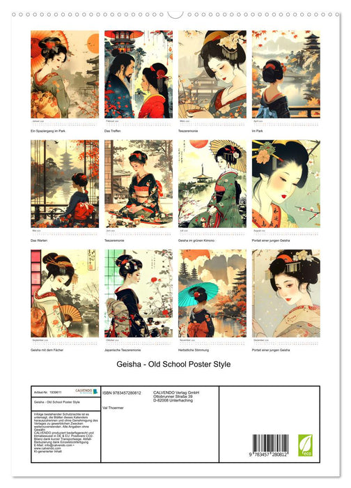 Geisha - Old School Poster Style (CALVENDO Premium Wandkalender 2026)