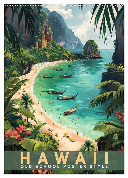 Hawaii - Old School Poster Style (CALVENDO Wandkalender 2026)
